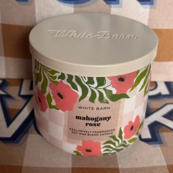 NEW B&BW Mahogany Rose 3 wick soy wax blend candle - Picture 2 of 3